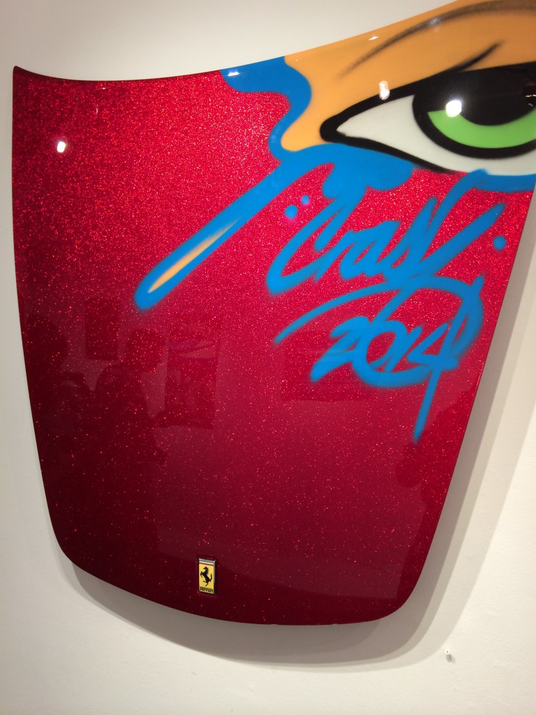 crash ferrarri hood red