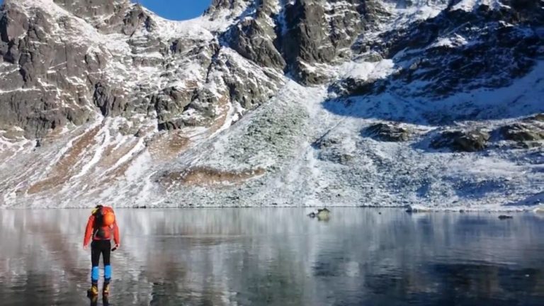 Walking on Beautiful Clean Ice in Slovakian Mountains slovakian mountains